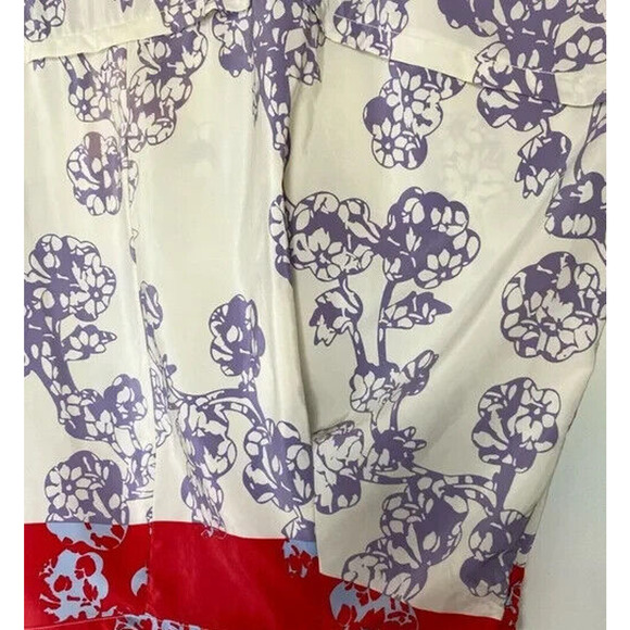 DVF Diane Von Furstenberg Silk Landy Blouson Blouse Top Floral Purple S - Picture 6 of 10